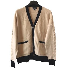 Monrow Colorblocked V-Neck Cardigan Small